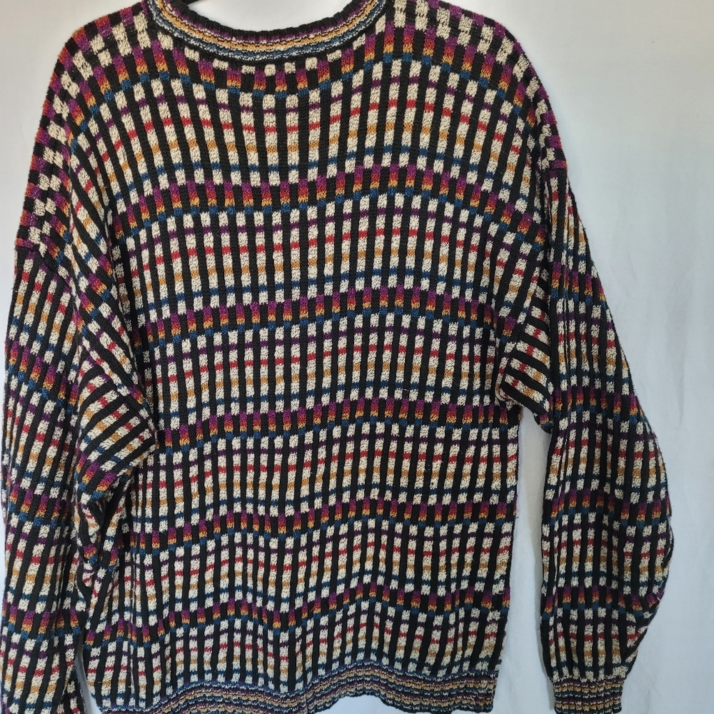 Vintage Coogie Style Sweater Size XL Crew Neck Multi Color Y2K Soft